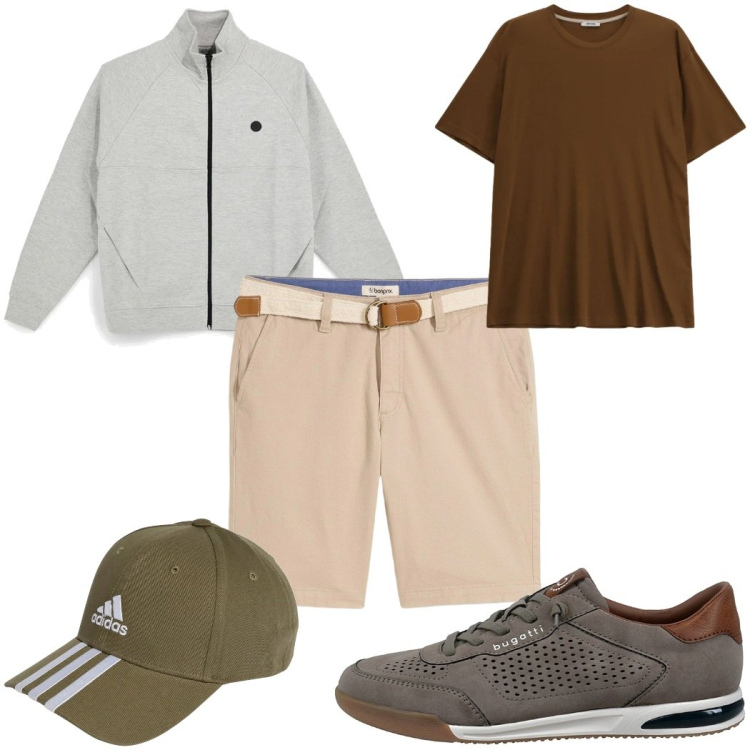 Outfit uomo - Total look #2377334. Stile Casual per Tutti i giorni. Abbinamento con bermuda, t-shirt, cappelli con visiera, sneakers, felpe.