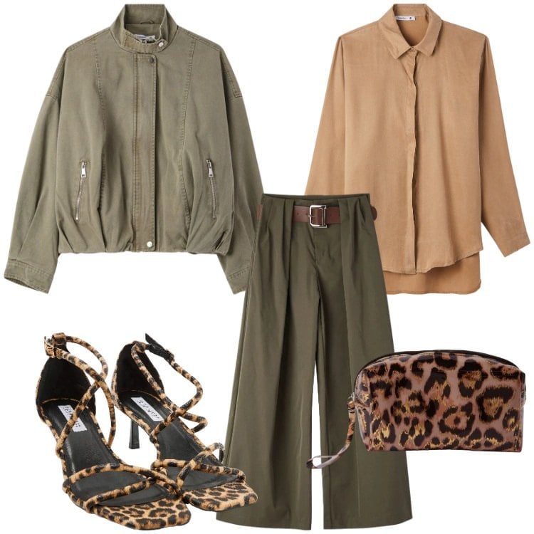 Outfit donna - Terranova Glam Events Curvy. Stile Trendy per Serata fuori. Abbinamento con pantaloni, bomber, camicie, pochette, sandali col tacco.