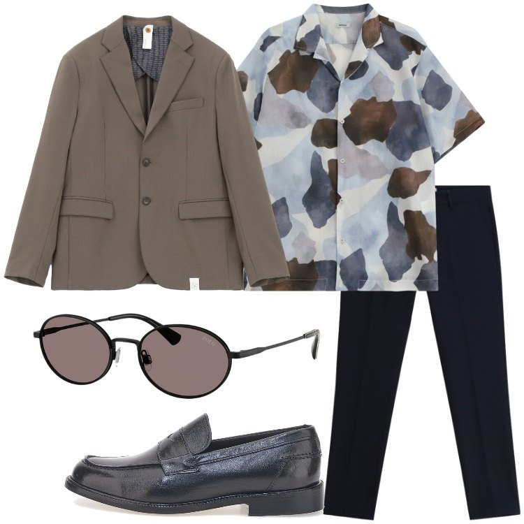 Outfit uomo - Imperial - The New Crew SS 2026. Stile Trendy per Ufficio. Abbinamento con pantaloni, camicie a manica corta, giacche, occhiali da sole, scarpe stringate.