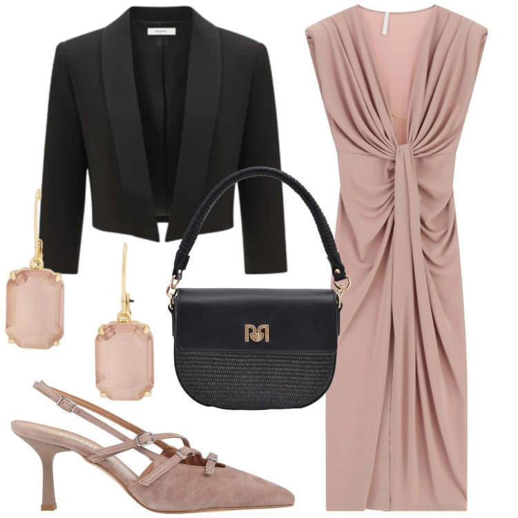 Outfit donna - Total look #2377421. Stile Chic per Cerimonia. Abbinamento con décolleté, vestiti lunghi, borse a spalla, bolero, orecchini.