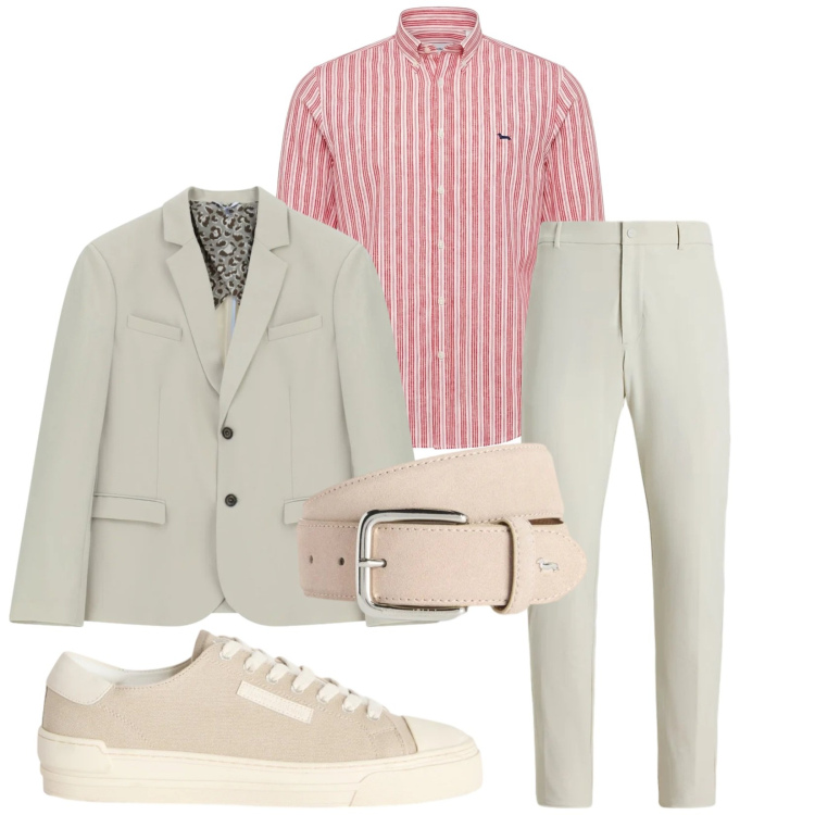 Outfit uomo - Total look #2377423. Stile Trendy per Serata speciale. Abbinamento con giacche, sneakers, cinture, camicie, pantaloni.
