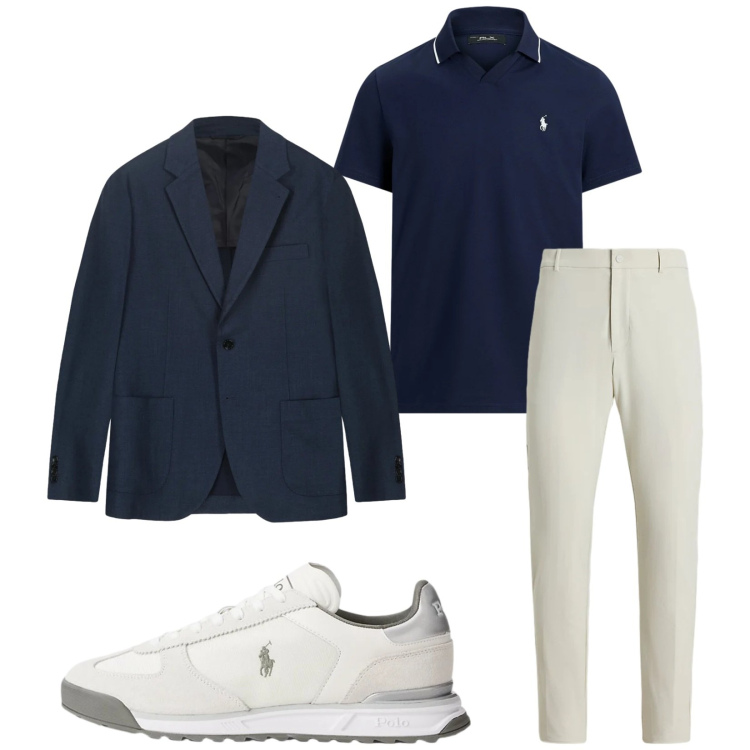 Outfit uomo - Total look #2377427. Stile Trendy per Serata speciale. Abbinamento con pantaloni, sneakers, polo, giacche.
