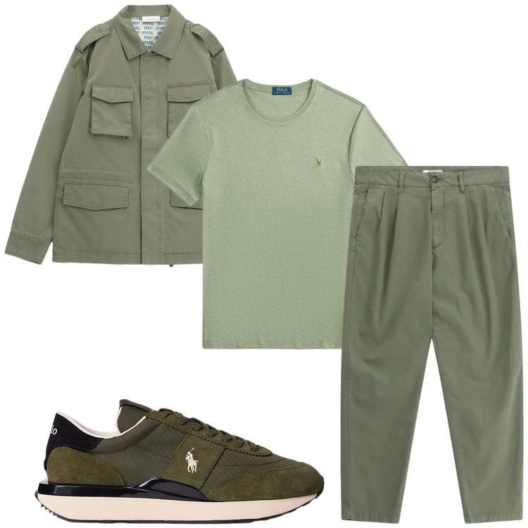 Outfit uomo - Total look #2377432. Stile Casual per Tutti i giorni. Abbinamento con cappotti, pantaloni, t-shirt, sneakers.