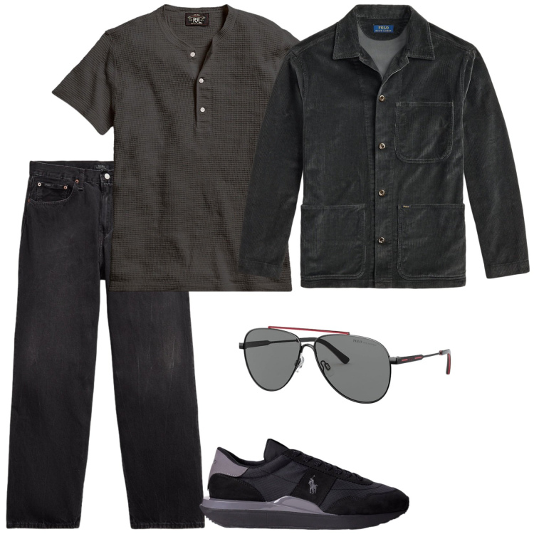 Outfit uomo - Misterioso e affascinante. Stile Casual per Tutti i giorni. Abbinamento con t-shirt, sneakers, jeans, giacche, occhiali da sole.