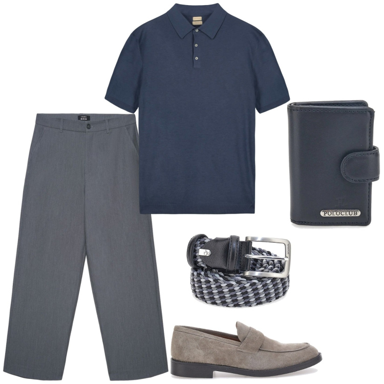 Outfit uomo - La polo, super versatile. Stile Trendy per Serata speciale. Abbinamento con pantaloni, portafogli, scarpe stringate, cinture, polo.