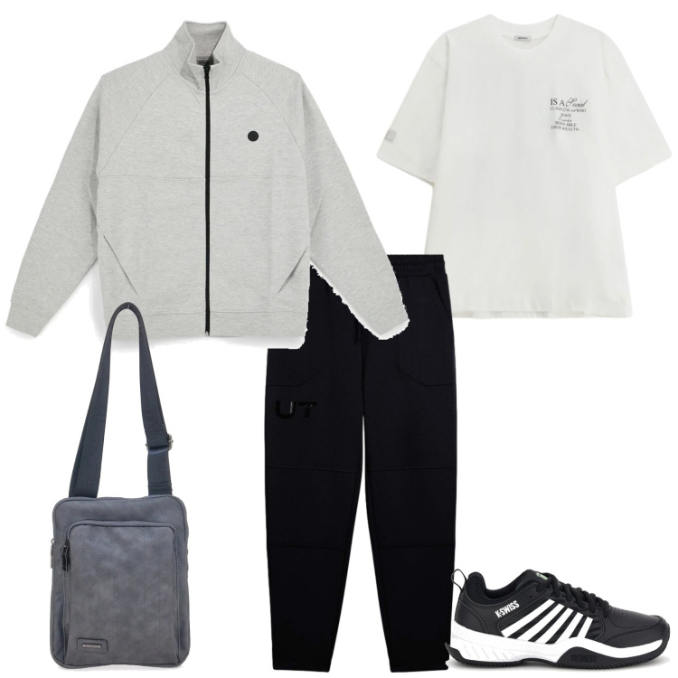 Outfit uomo - Ready to go. Stile Casual per Tutti i giorni. Abbinamento con t-shirt, pantaloni, felpe, portafogli, sneakers.