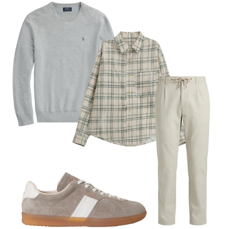 Outfit uomo - Total look #2377483. Stile Trendy per Tutti i giorni. Abbinamento con camicie, pantaloni, maglieria, sneakers.