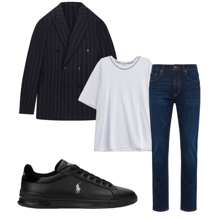 Outfit uomo - Total look #2377487. Stile Trendy per Serata speciale. Abbinamento con t-shirt, jeans, sneakers, giacche.