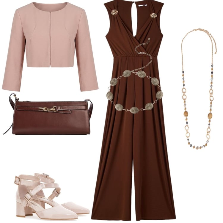 Outfit donna - Cerimonia. Stile Chic per Cerimonia. Abbinamento con borse a tracolla, tute, cinture, bolero, collane, décolleté.