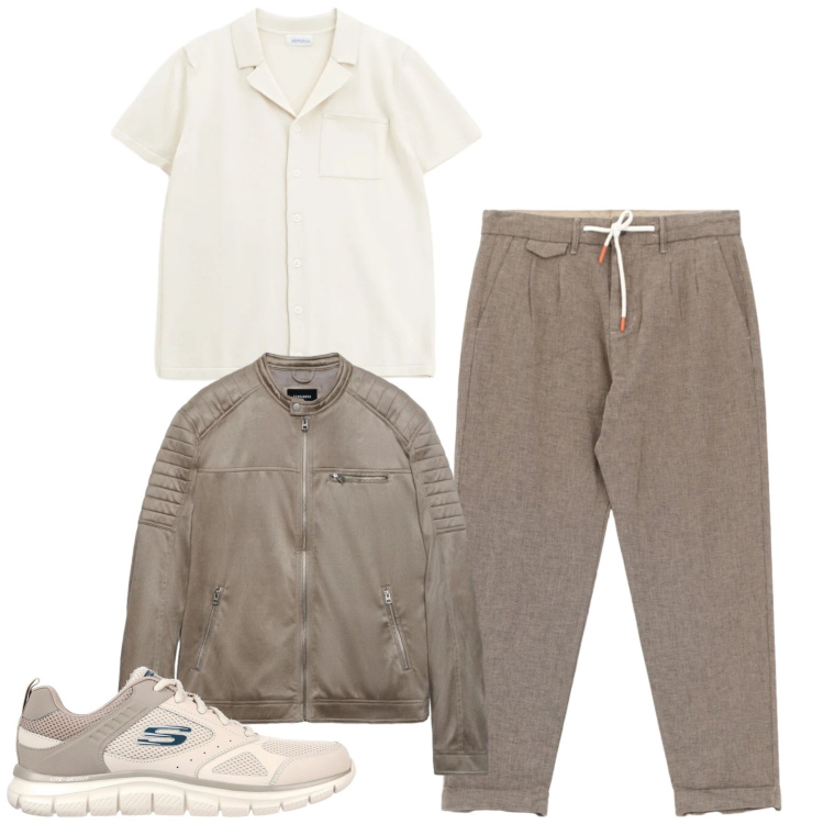 Outfit uomo - Aprile. Stile Trendy per Tutti i giorni. Abbinamento con giacche, pantaloni, camicie a manica corta, sneakers.