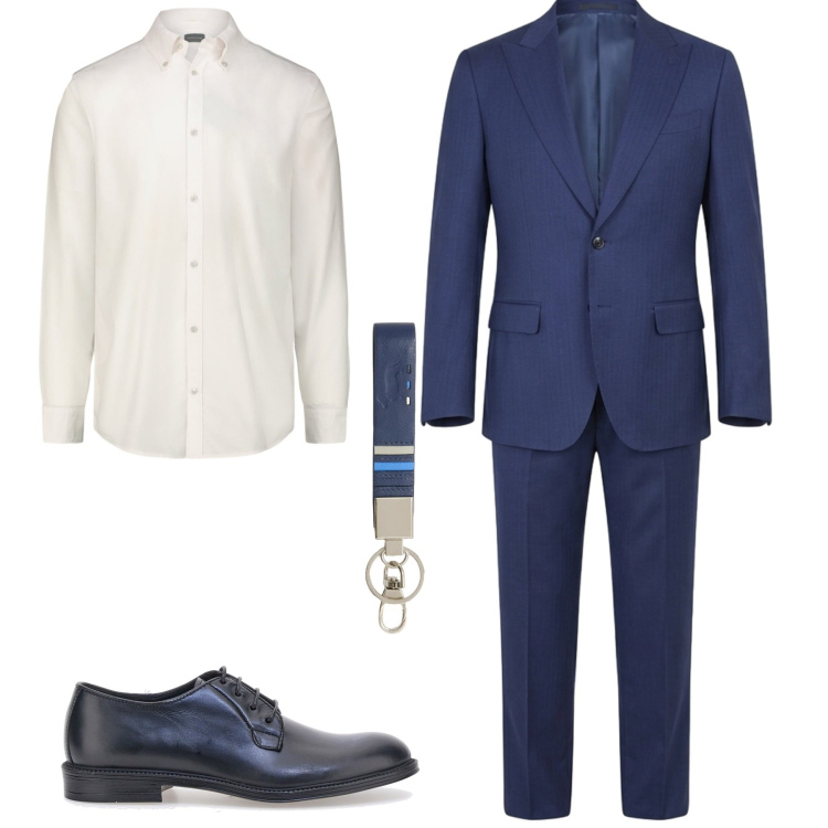 Outfit uomo - Cerimonia. Stile Business/Elegante per Cerimonia. Abbinamento con portachiavi, abiti, scarpe stringate, camicie.