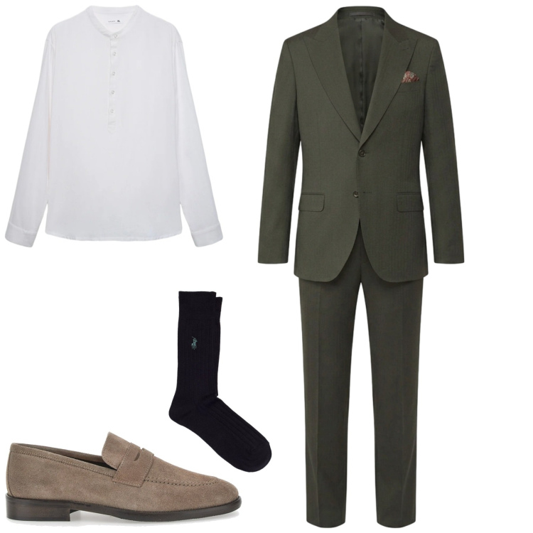 Outfit uomo - Business. Stile Business/Elegante per Tutti i giorni. Abbinamento con camicie, calzini, scarpe stringate, abiti.