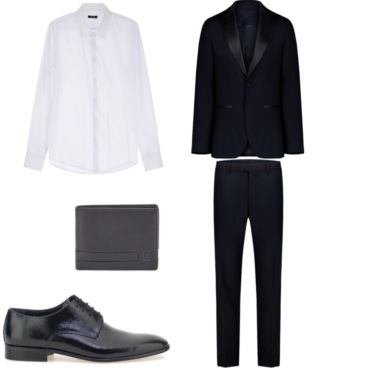 Outfit uomo - Smoking. Stile Business/Elegante per Cerimonia. Abbinamento con camicie, portafogli, abiti, scarpe stringate.
