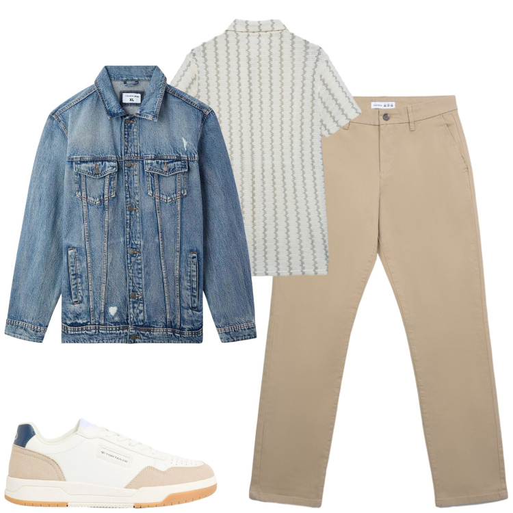 Outfit uomo - Aprile. Stile Urban per Tutti i giorni. Abbinamento con sneakers, giacche, polo, pantaloni chino.