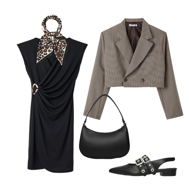 Outfit donna - Soft rock. Stile Casual chic per Serata fuori. Abbinamento con vestiti corti, ballerine, blazer, foulard, borse a tracolla.