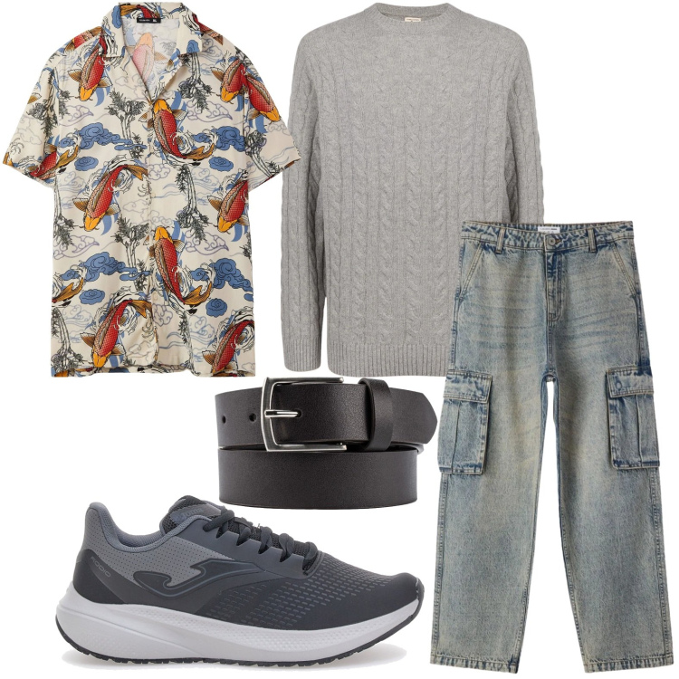 Outfit uomo - Camicia con personalità. Stile Trendy per Tutti i giorni. Abbinamento con camicie a manica corta, jeans, sneakers, maglieria, cinture.