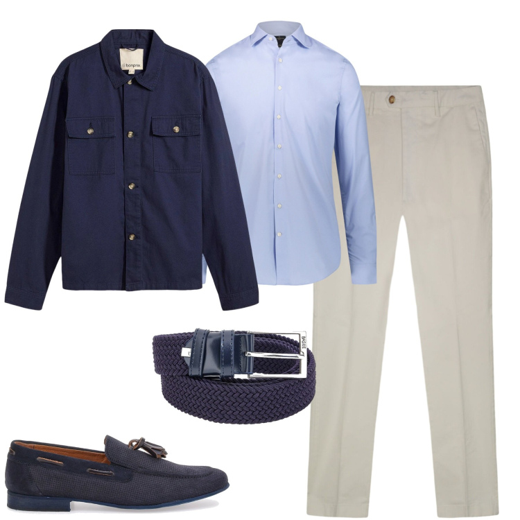 Outfit uomo - City. Stile Urban per Tutti i giorni. Abbinamento con giacche, camicie, cinture, scarpe stringate, pantaloni.