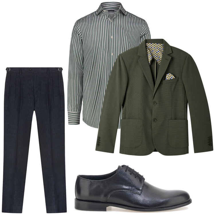 Outfit uomo - Total look #2377718. Stile Business/Elegante per Cerimonia. Abbinamento con giacche, camicie, scarpe stringate, pantaloni.