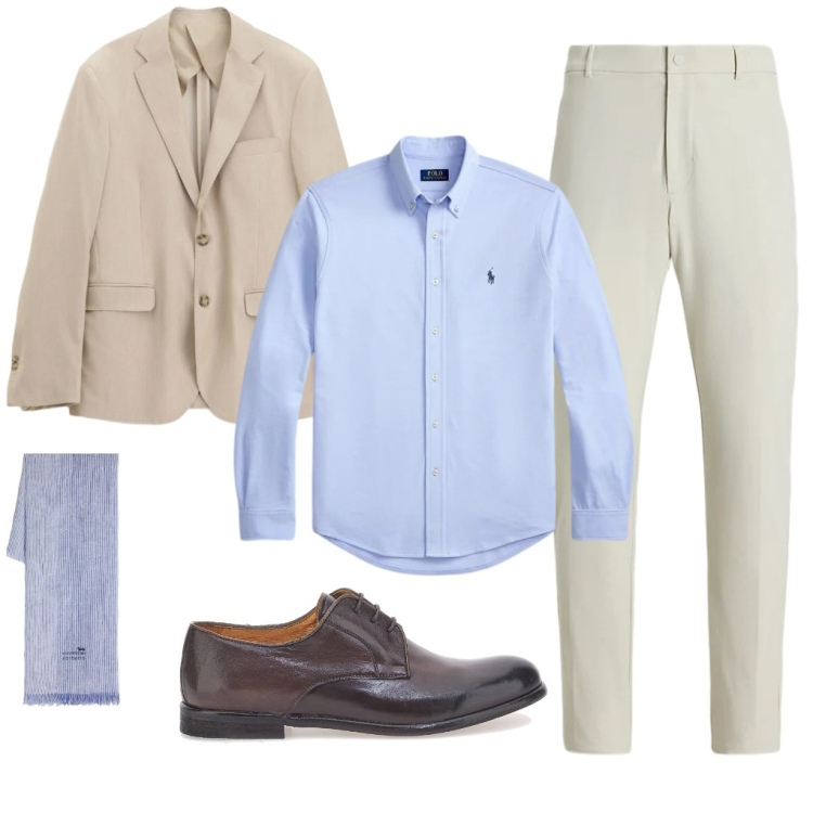 Outfit uomo - @ufficio.chiaro. Stile Urban per Ufficio. Abbinamento con sciarpe, giacche, pantaloni, camicie, scarpe stringate.