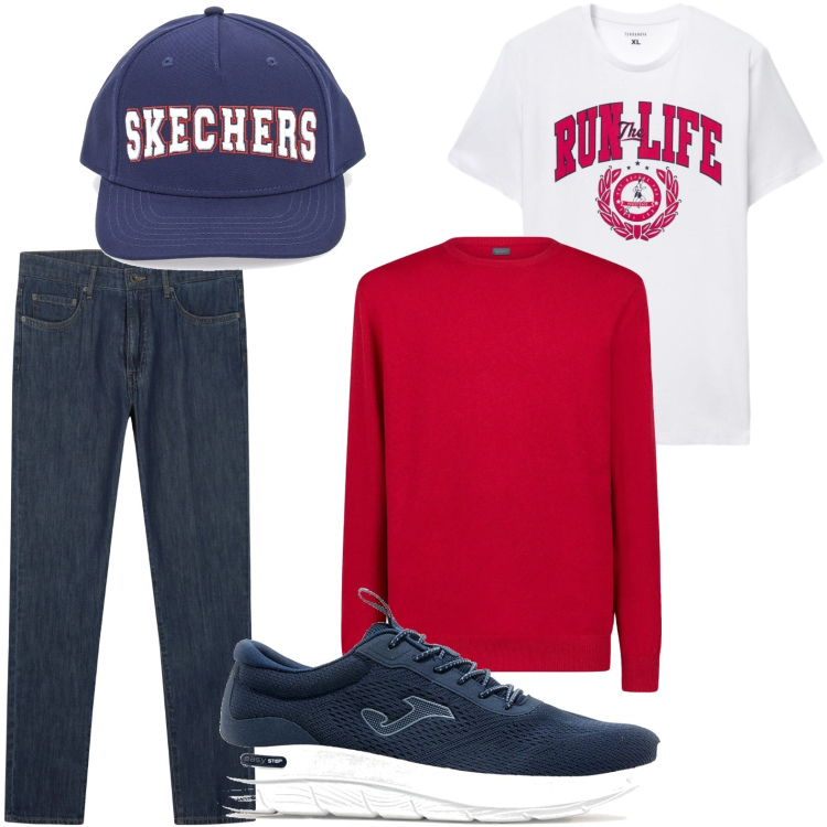 Outfit uomo - Berretto Baseball. Stile Trendy per Tutti i giorni. Abbinamento con t-shirt, jeans, maglieria, cappelli, sneakers.