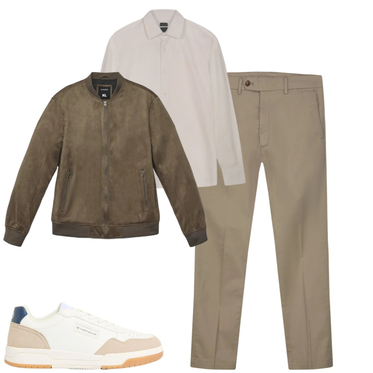 Outfit uomo - City. Stile Urban per Tutti i giorni. Abbinamento con sneakers, giacche, pantaloni chino, polo.