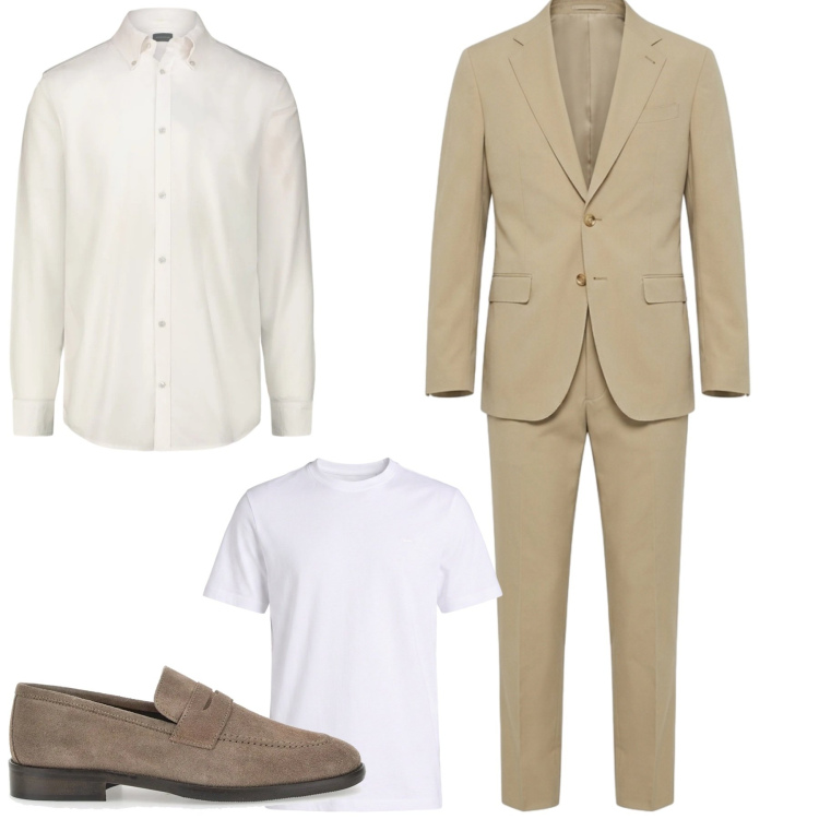 Outfit uomo - Total look #2377858. Stile Business/Elegante per Ufficio. Abbinamento con t-shirt, scarpe stringate, camicie, abiti.
