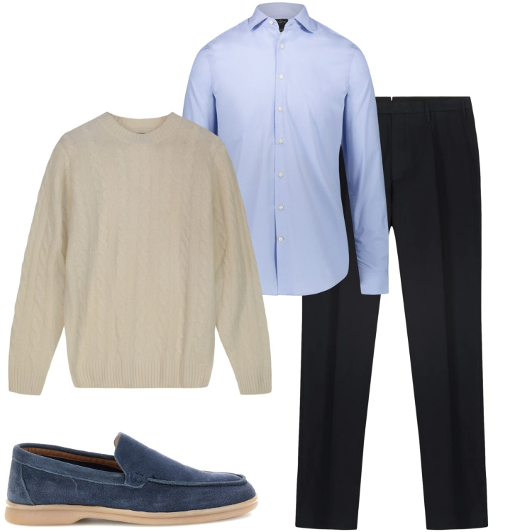 Outfit uomo - Total look #2377870. Stile Urban per Tutti i giorni. Abbinamento con maglieria, scarpe stringate, camicie, pantaloni.