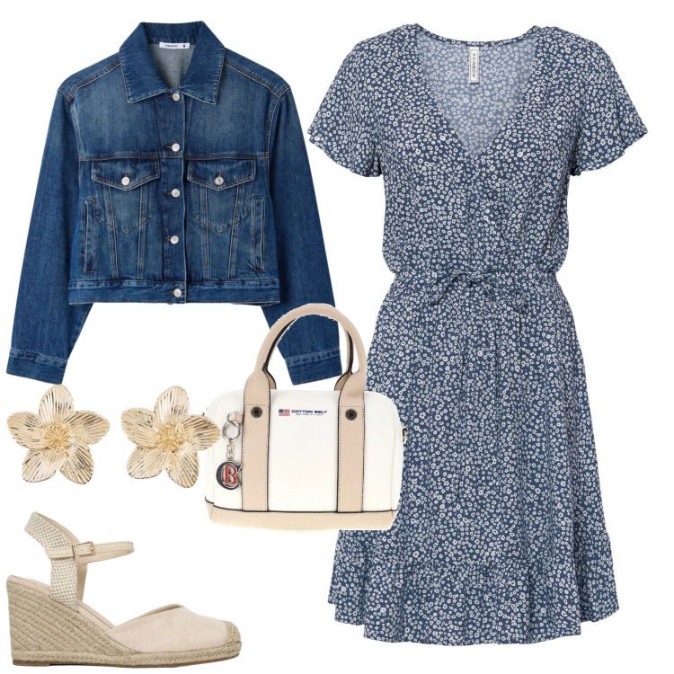 Outfit donna - Aprile. Stile Urban per Tutti i giorni. Abbinamento con vestiti corti, orecchini, zeppe, cappotti, borse a mano.