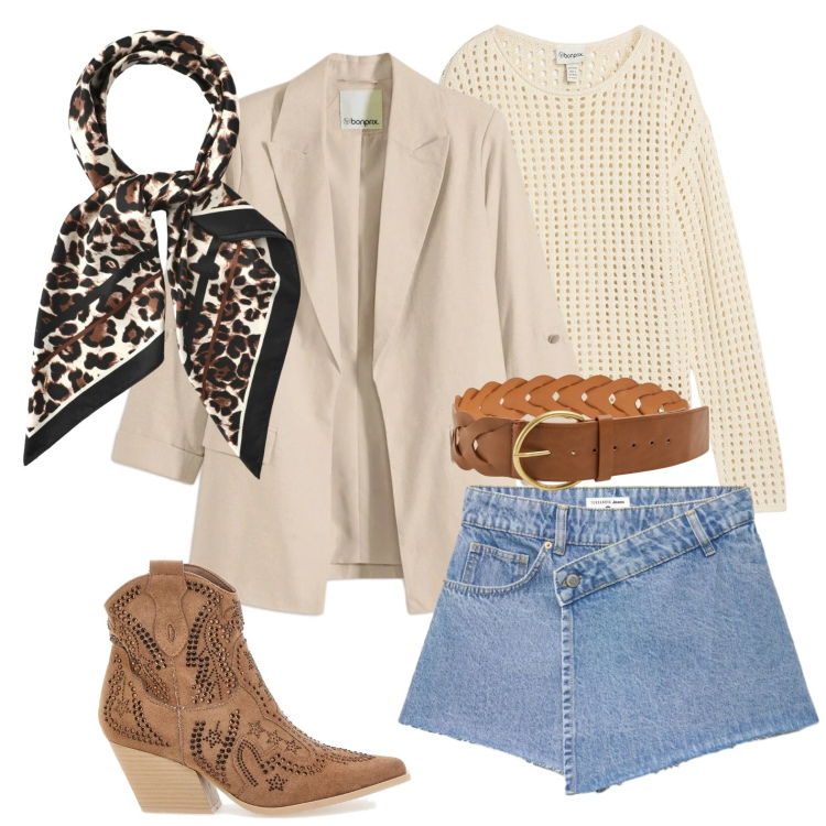 Outfit donna - Anima country. Stile Casual per Tutti i giorni. Abbinamento con maglieria, blazer, minigonne, cinture, foulard, stivaletti texani.