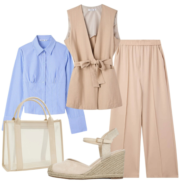 Outfit donna - Il completo di Pasqua. Stile Mannish per Tutti i giorni. Abbinamento con pantaloni, camicie, zeppe, gilet, borse tote.