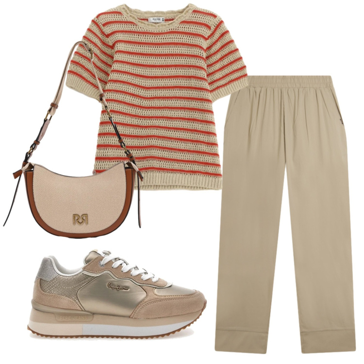 Outfit donna - Total look #2377920. Stile Basic per Tutti i giorni. Abbinamento con borse a tracolla, t-shirt, pantaloni, sneakers.
