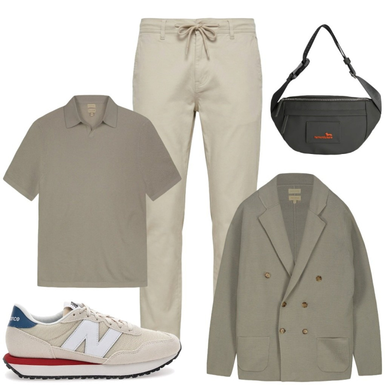 Outfit uomo - @cardigan.doppiopetto. Stile Casual per Ufficio. Abbinamento con pantaloni, borse sportive, sneakers, cardigans, polo.