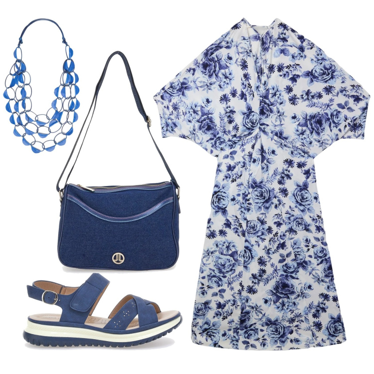Outfit donna - Total look #2378035. Stile Basic per Tutti i giorni. Abbinamento con vestiti lunghi, collane, sandali, borse a tracolla.