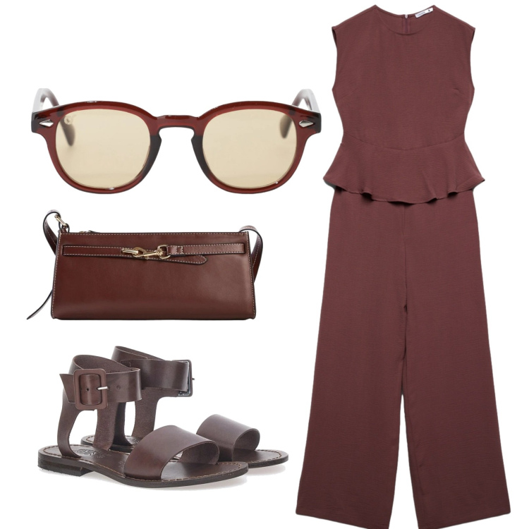 Outfit donna - Total look #2378051. Stile Basic per Tutti i giorni. Abbinamento con borse a tracolla, tute, occhiali da sole, sandali.
