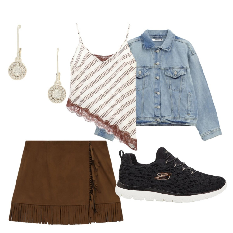 Outfit donna - giocare con lo stile urbano. Stile Urban per Tutti i giorni. Abbinamento con sneakers, minigonne, top, blazer, orecchini.