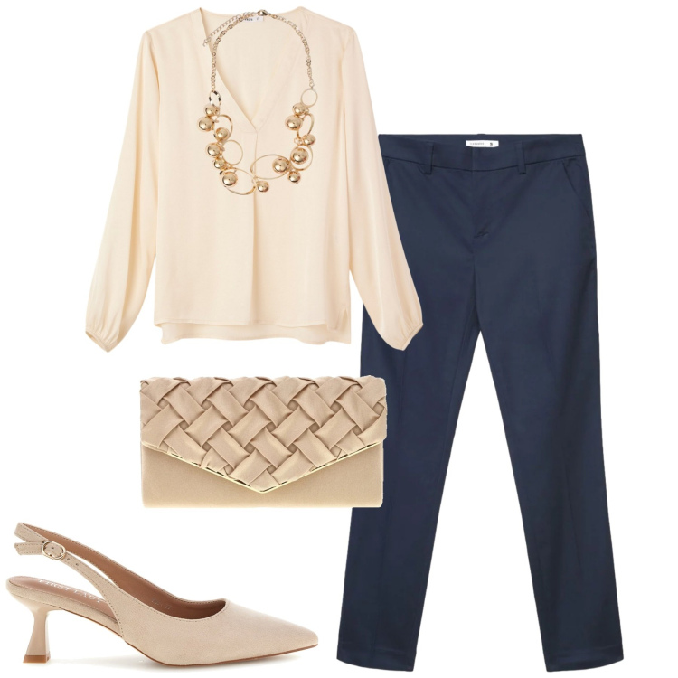 Outfit donna - Pantaloni in rasatello. Stile Chic per Cerimonia. Abbinamento con bluse, pantaloni skinny, collane, pochette, décolleté.