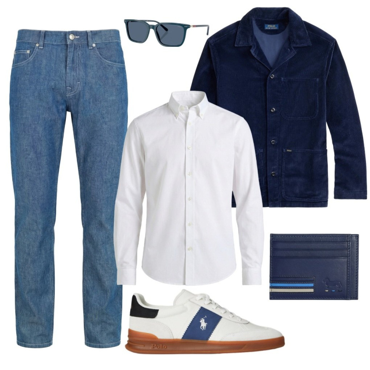 Outfit uomo - @camicia&jeans. Stile Trendy per Tutti i giorni. Abbinamento con jeans, portafogli, camicie, occhiali da sole, giacche, sneakers.