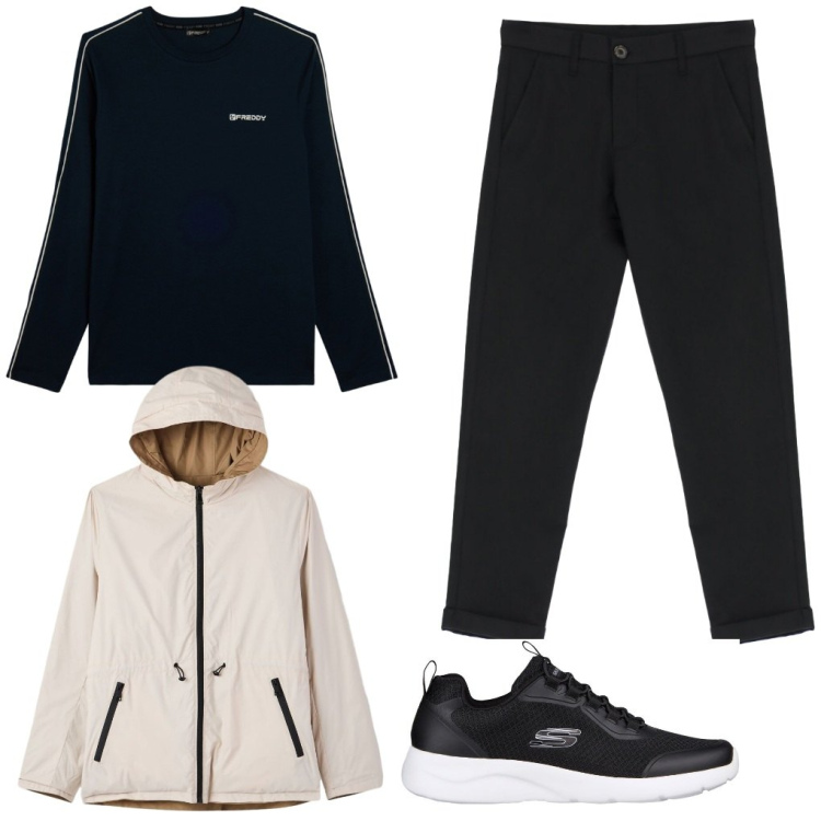 Outfit uomo - #giubbino.bianco. Stile Urban per Tutti i giorni. Abbinamento con giacche, pantaloni, t-shirt, sneakers.