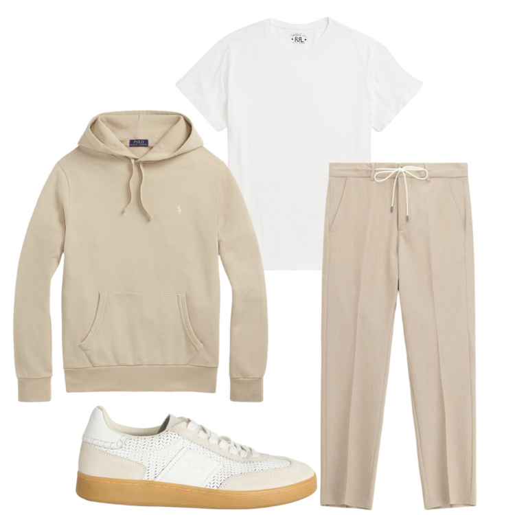 Outfit uomo - Colori chiari. Stile Casual per Tutti i giorni. Abbinamento con pantaloni, sneakers, t-shirt, felpe con cappuccio.
