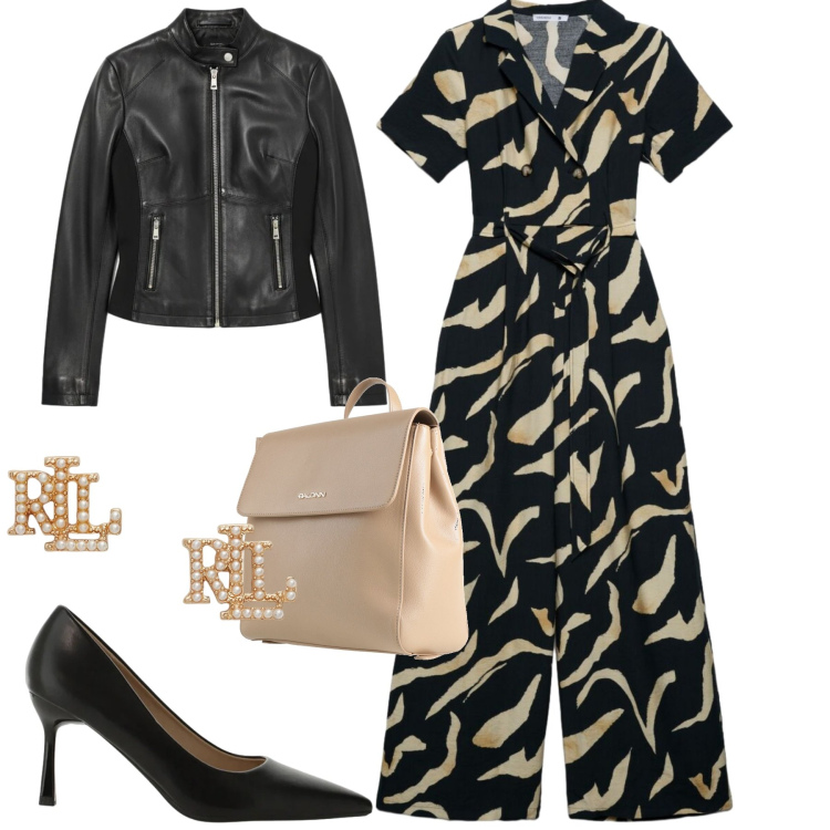Outfit donna - A cena. Stile Casual chic per Serata fuori. Abbinamento con zaini, tute, décolleté, giacche, orecchini.