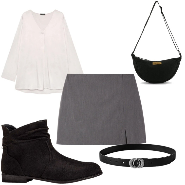 Outfit donna - Total look #2378178. Stile Basic per Tutti i giorni. Abbinamento con stivaletti, cinture, minigonne, bluse, borse a tracolla.