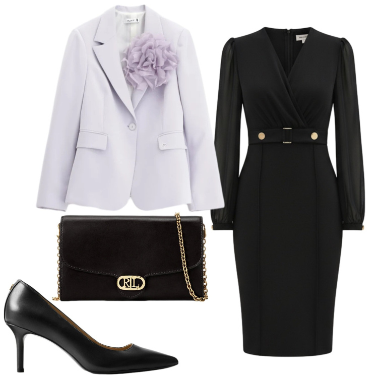 Outfit donna - Total look #2378217. Stile Chic per Cerimonia. Abbinamento con blazer, vestiti a tubino, décolleté, borse a tracolla.
