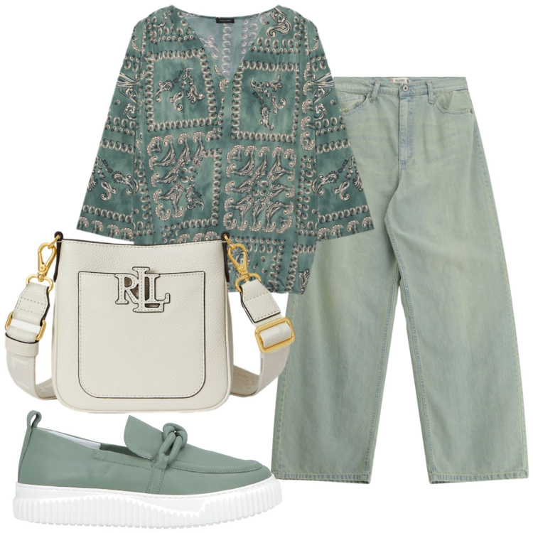 Outfit donna - Total look #2378236. Stile Basic per Tutti i giorni. Abbinamento con mocassini, t-shirt, jeans, borse a tracolla.