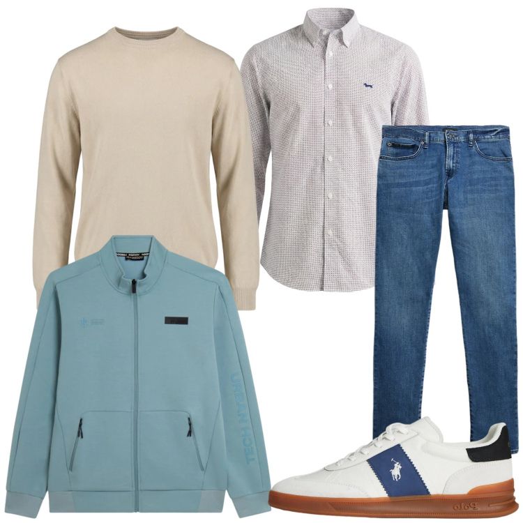Outfit uomo - Total look #2378252. Stile Casual per Tutti i giorni. Abbinamento con camicie, maglieria, felpe, jeans, sneakers.