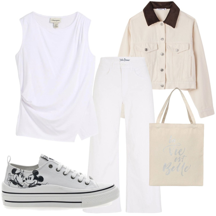 Outfit donna - Total look #2378284. Stile Basic per Tutti i giorni. Abbinamento con top, jeans, sneakers, cappotti, borse tote.