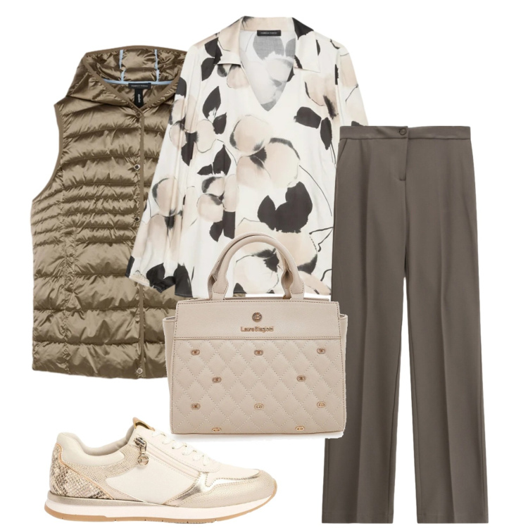Outfit donna - Total look #2378307. Stile Casual chic per Tutti i giorni. Abbinamento con sneakers, pantaloni, piumini, bluse, borse a mano.