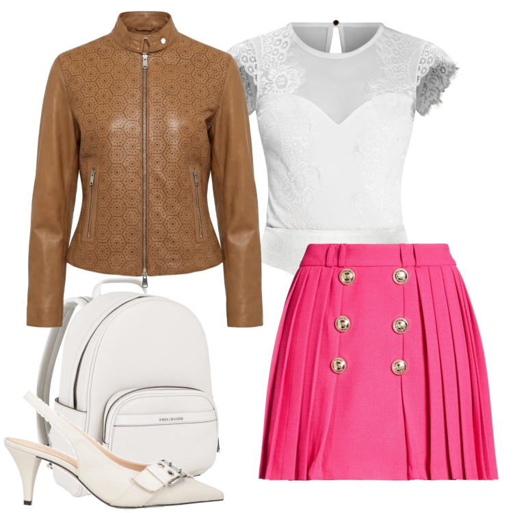 Outfit donna - Urban Doll. Stile Casual chic per Tutti i giorni. Abbinamento con zaini, décolleté, minigonne, giacche, top.