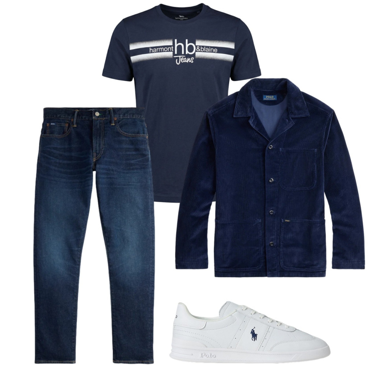 Outfit uomo - Total look #2378335. Stile Trendy per Serata speciale. Abbinamento con t-shirt, sneakers, giacche, jeans.