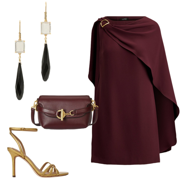 Outfit donna - Total look #2378339. Stile Glamour per Cerimonia. Abbinamento con borse a tracolla, vestiti, orecchini, sandali in pelle.
