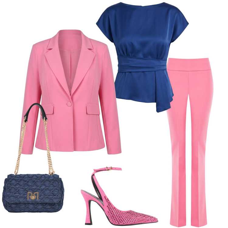 Outfit donna - Tailleur Rinascimento. Stile Chic per Cerimonia. Abbinamento con décolleté, pantaloni, bluse, borse a spalla, blazer.